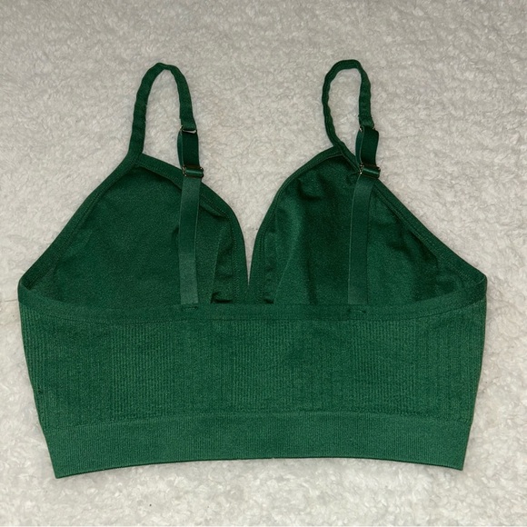 Aerie Seamless Ring Plunge Bralette Green XL NWT - Picture 3 of 4